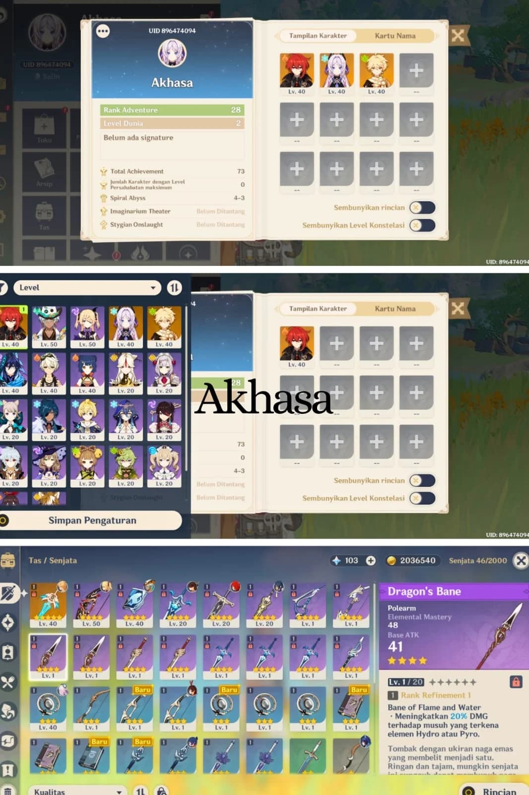 Akun Genshin Impact Starter 1 Limited, Username Belum Diset, Reuni Aktif